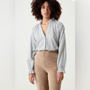 NWT Leon & Harper Clou StripyShirt Blue I Women Shirts &Blouses